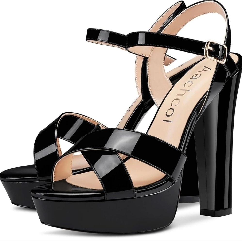 Aachcol Platform Open Toe Sandal,  Women's size 10